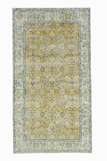 Yellow Vintage Area Hereke Rug - Thumbnail