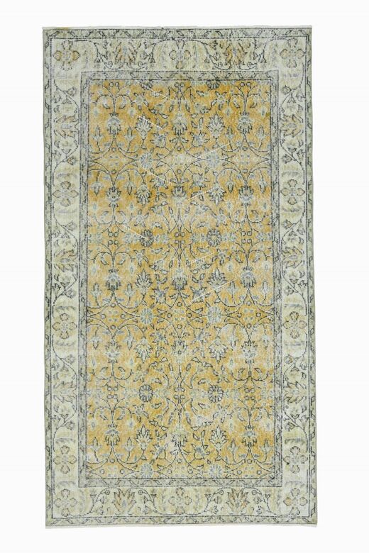 Yellow Vintage Area Hereke Rug