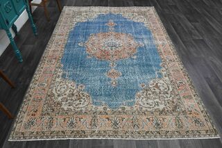 Blue Oriental Vintage Area Anatolian Rug - Thumbnail