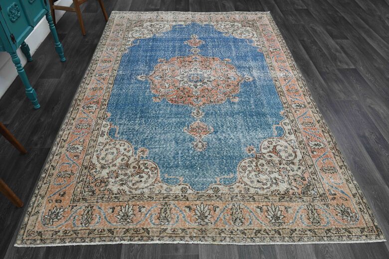 Blue Oriental Vintage Area Anatolian Rug