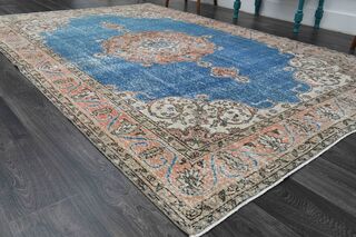 Blue Oriental Vintage Area Anatolian Rug - Thumbnail