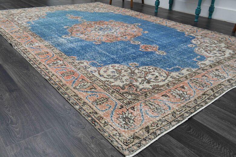 Blue Oriental Vintage Area Anatolian Rug
