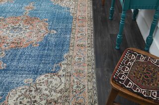 Blue Oriental Vintage Area Anatolian Rug - Thumbnail
