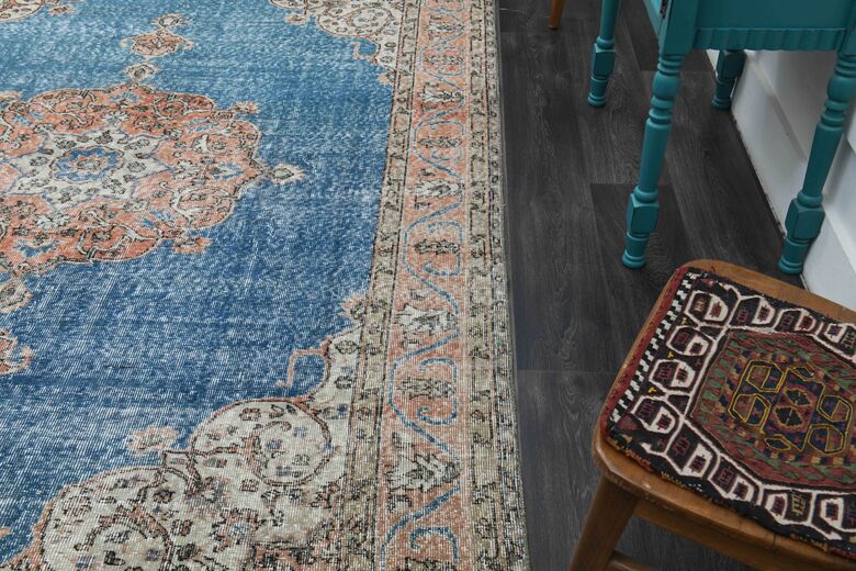Blue Oriental Vintage Area Anatolian Rug
