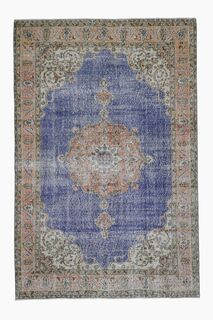 Blue Oriental Vintage Area Anatolian Rug - Thumbnail