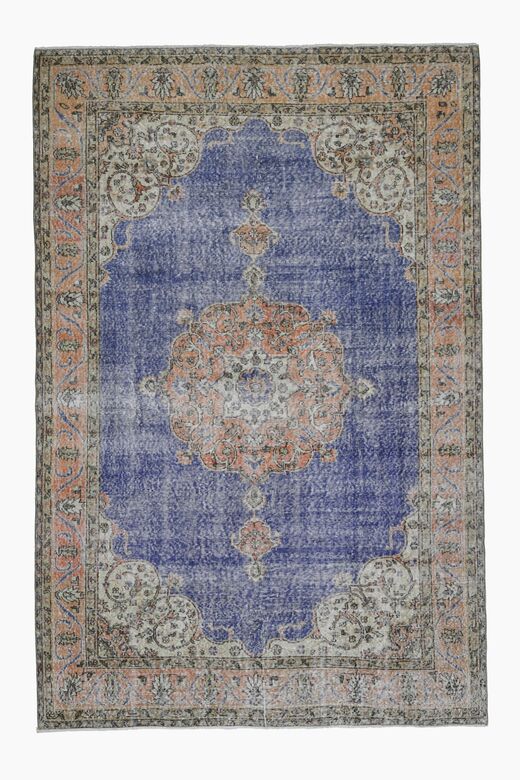 Blue Oriental Vintage Area Anatolian Rug