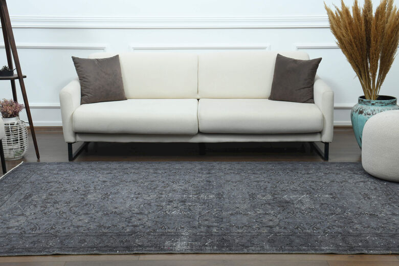 Distressed Oushak Vintage Handmade Rug
