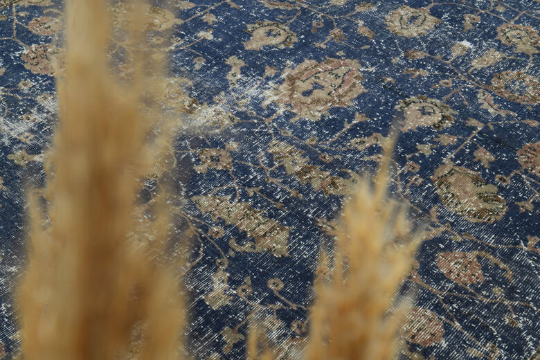 Hereke Blue Vintage Large Area Rug