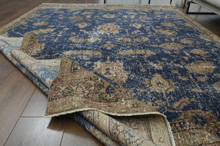 Hereke Blue Vintage Large Area Rug - Thumbnail