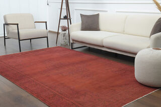 Handmade Vintage Anatolian Area Red Rug - Thumbnail