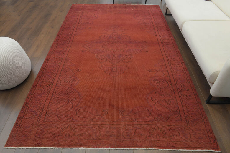 Handmade Vintage Anatolian Area Red Rug