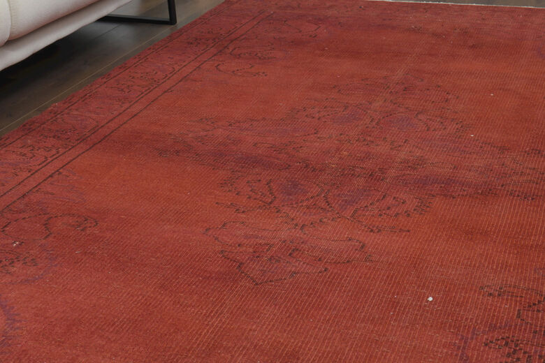 Handmade Vintage Anatolian Area Red Rug