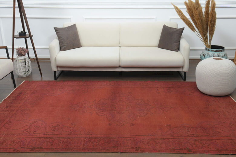 Handmade Vintage Anatolian Area Red Rug