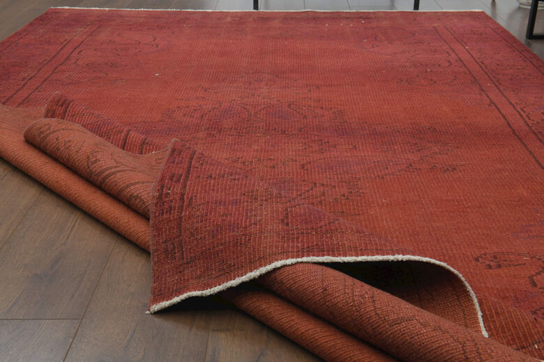 Handmade Vintage Anatolian Area Red Rug