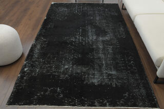 Handmade Vintage Black Anatolian Area Rug - Thumbnail