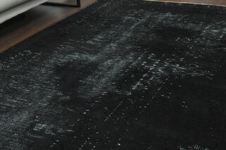 Handmade Vintage Black Anatolian Area Rug - Thumbnail