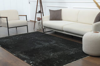 Handmade Vintage Black Anatolian Area Rug - Thumbnail