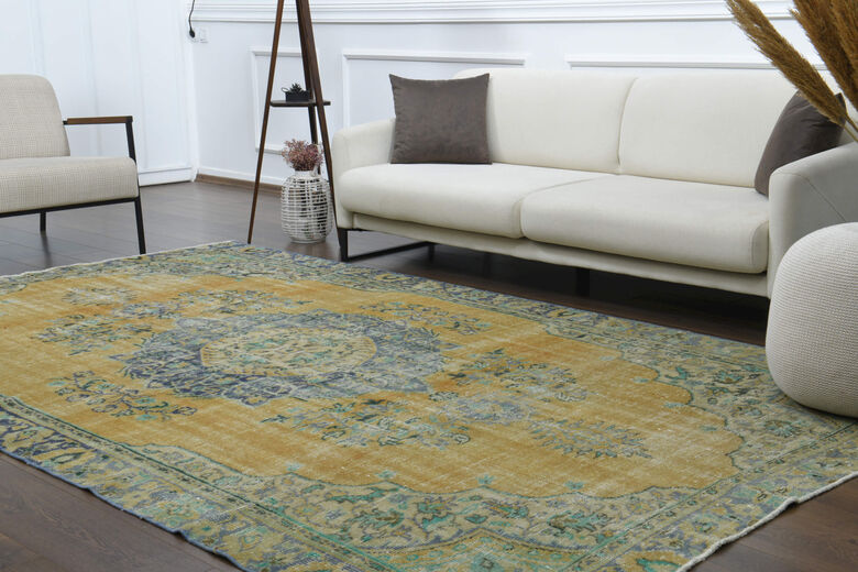 Yellow Anatolian Vintage Area Rug