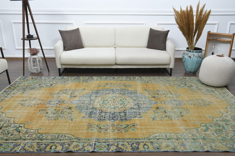 Yellow Anatolian Vintage Area Rug