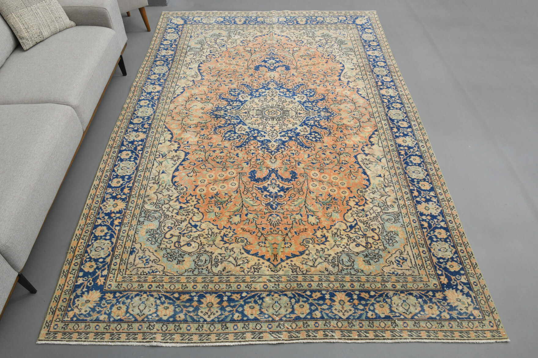Large Antique Area Rug Handmade Vintage Area Rug | Rugser ® Vintage Turkish Rugs