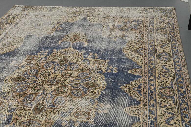 Distressed Vintage Area Oushak Rug