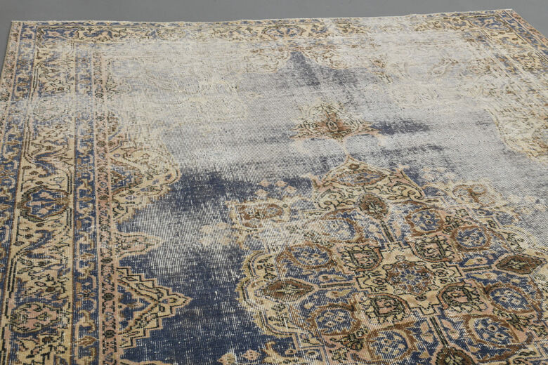 Distressed Vintage Area Oushak Rug