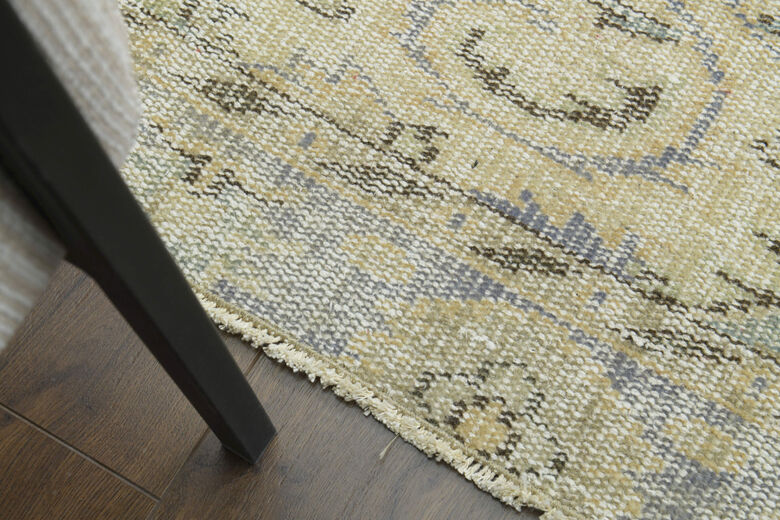 Antique Faded Yellow Anatolian Rug