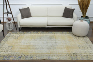 Antique Faded Yellow Anatolian Rug - Thumbnail