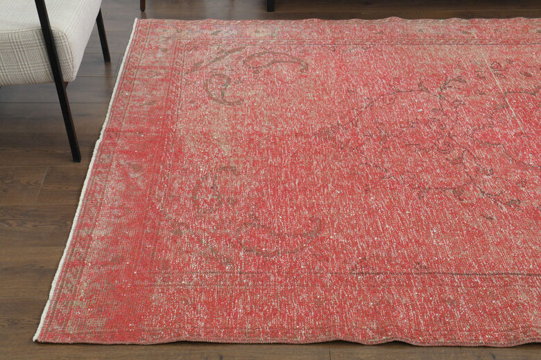 Handmade Vintage Area Anatolian Pink Rug