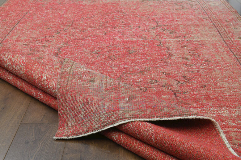 Handmade Vintage Area Anatolian Pink Rug