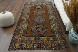 Unique Brown Vintage Area Rug - Thumbnail