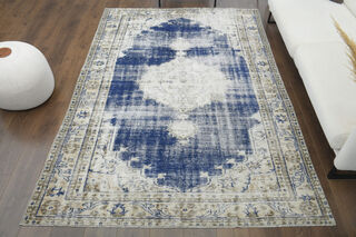 Navy Vintage Turkish Oushak Rug - Thumbnail