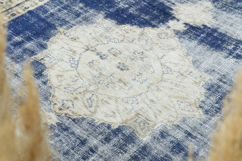 Navy Vintage Turkish Oushak Rug