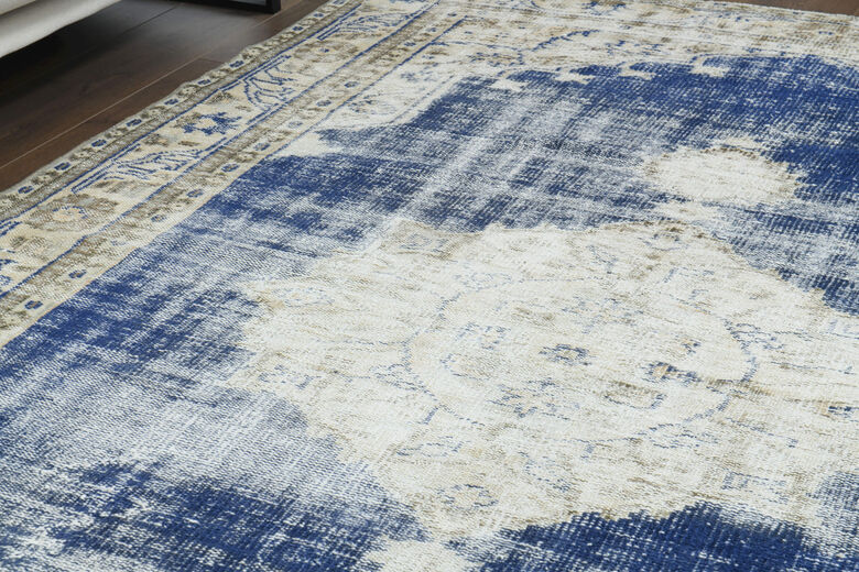 Navy Vintage Turkish Oushak Rug