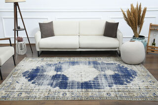 Navy Vintage Turkish Oushak Rug - Thumbnail