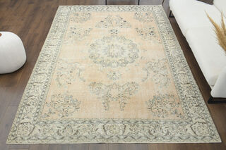 Neutral Large Turkish Vintage Rug - Thumbnail