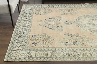 Neutral Large Turkish Vintage Rug - Thumbnail