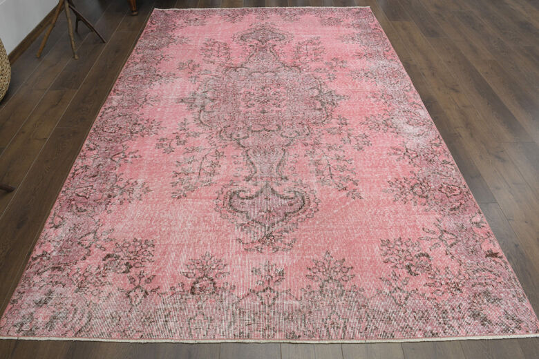 Vintage Turkish Anatolian Pink Rug
