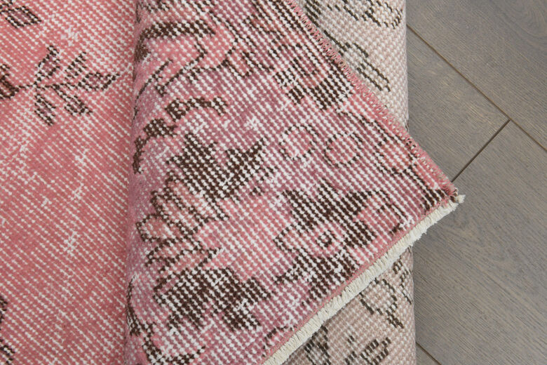 Vintage Turkish Anatolian Pink Rug