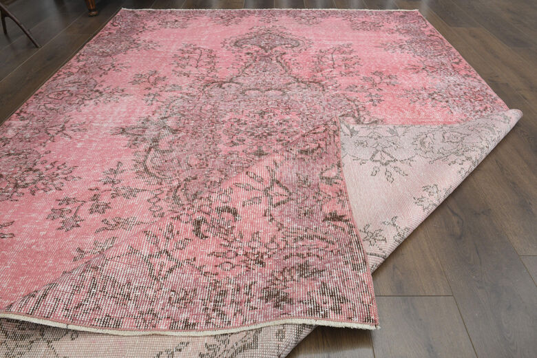 Vintage Turkish Anatolian Pink Rug