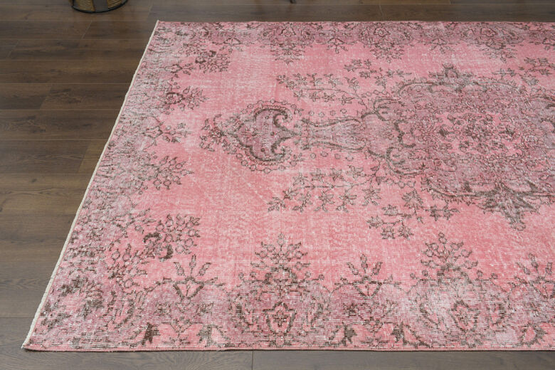 Vintage Turkish Anatolian Pink Rug
