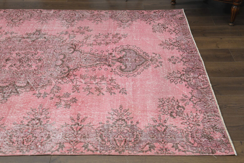 Vintage Turkish Anatolian Pink Rug