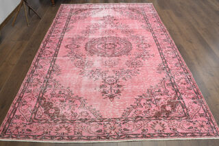 Unique Turkish Vintage Anatolian Pink Rug - Thumbnail