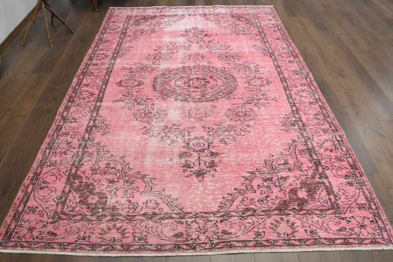 Unique Turkish Vintage Anatolian Pink Rug
