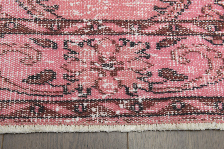 Unique Turkish Vintage Anatolian Pink Rug
