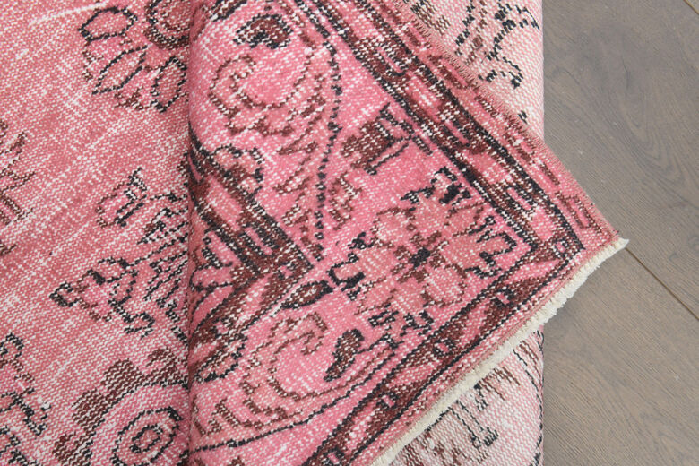 Unique Turkish Vintage Anatolian Pink Rug