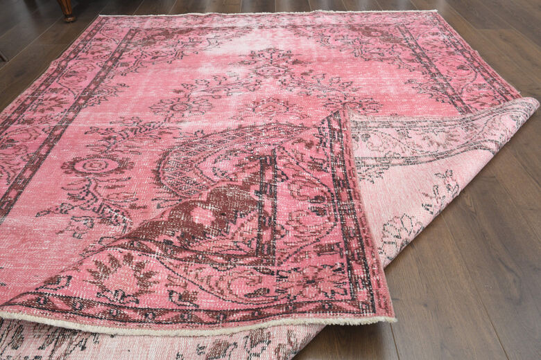 Unique Turkish Vintage Anatolian Pink Rug