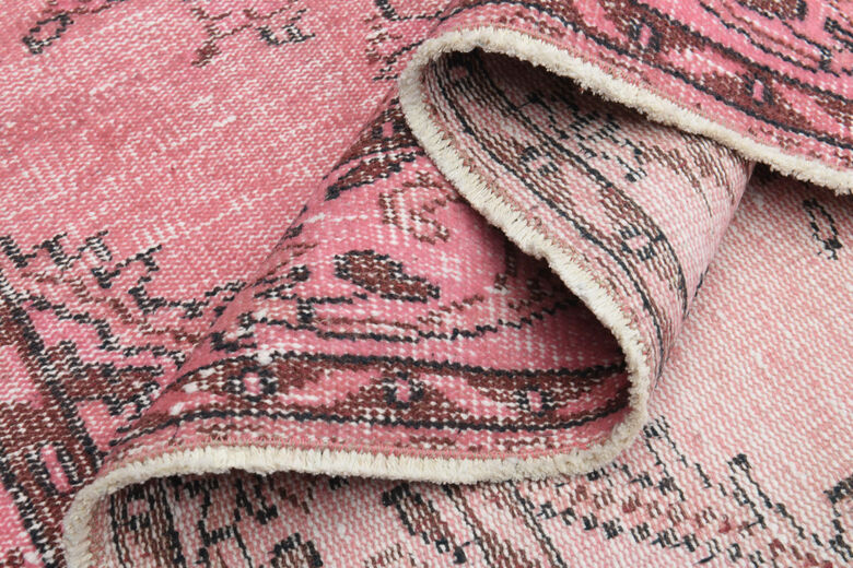 Unique Turkish Vintage Anatolian Pink Rug