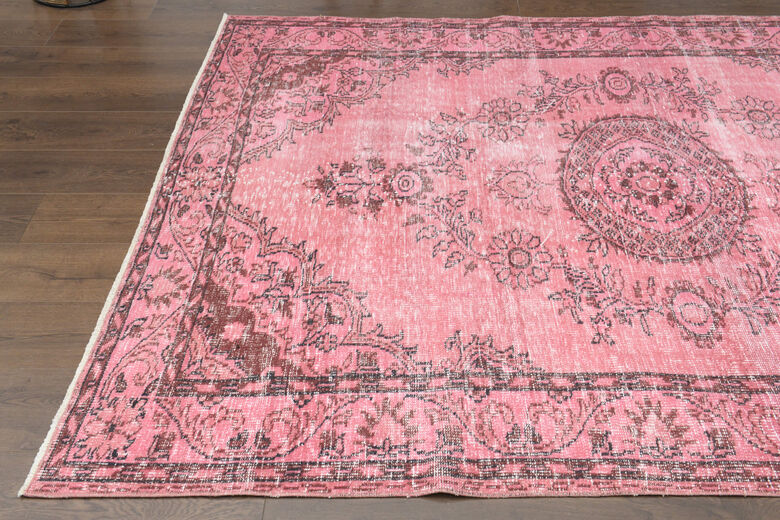 Unique Turkish Vintage Anatolian Pink Rug