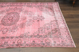 Unique Turkish Vintage Anatolian Pink Rug - Thumbnail